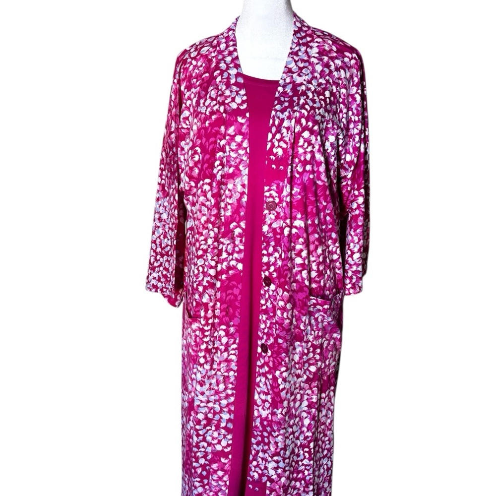 Midnight by Carole Hochman Fuchsia and White Robe Set - Picture 3 of 7